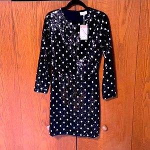 NWT Black and White Polka Dot Sequin Dress